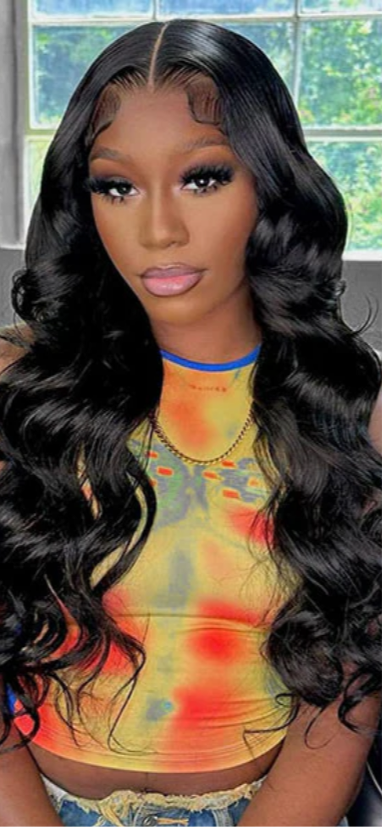 Pretty woman wearing virgin brazilian body wave bundles 